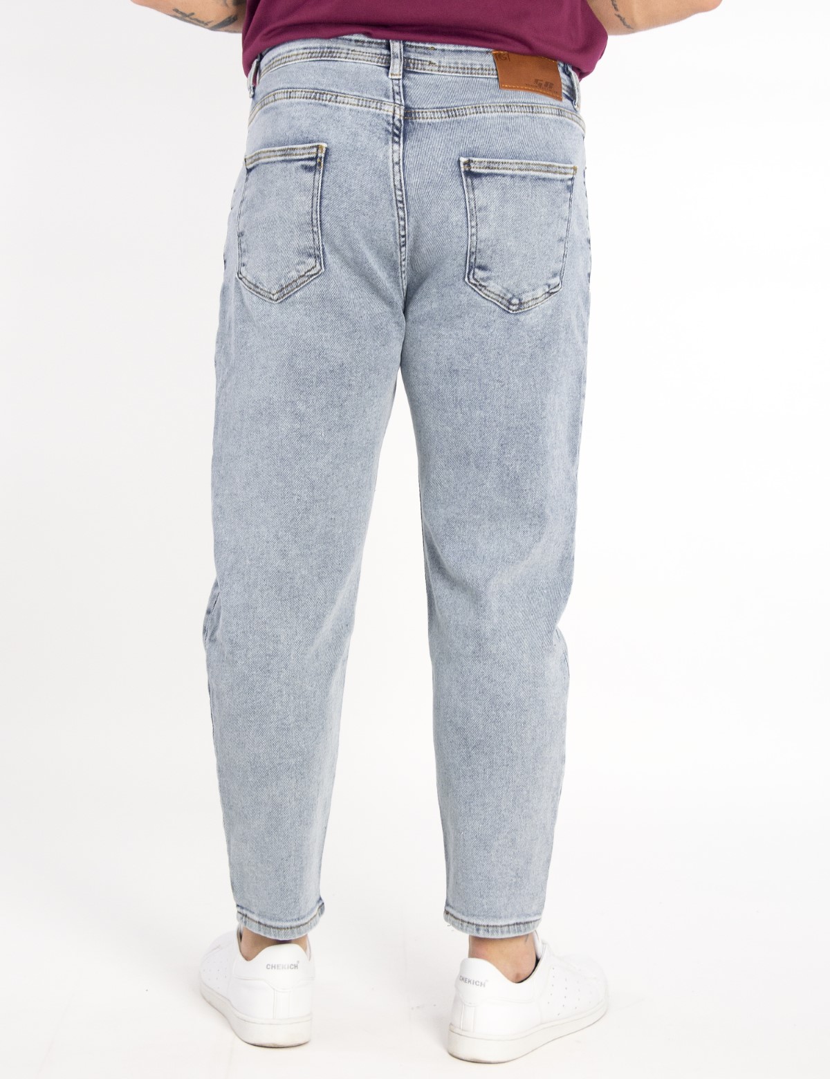 Ανδρικό ανοιχτό χλώριο Loose τζιν ελαστικό πεντάτσεπο με φερμουάρ 8304G φωτογραφία